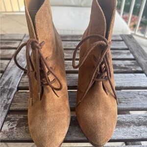 Michael Kors Tan Lace-Up Suede Boots